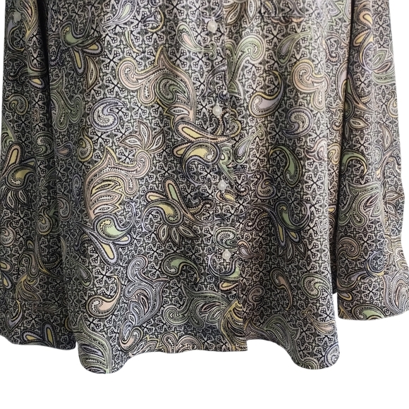 Calvin Klein Women's Multicolor Paisley Print Button Up Shirt Top Blouse Sz L - Picture 4 of 7